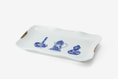 ブルーチャイナ　角サンドイッチトレイ