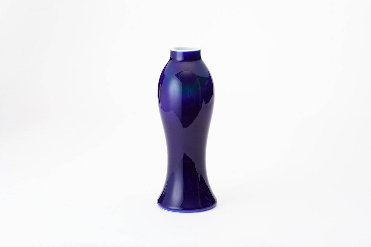 初回限定 ブルー 9号 深川製磁 大人気の正規通販 花瓶 ルリ三彩 花器