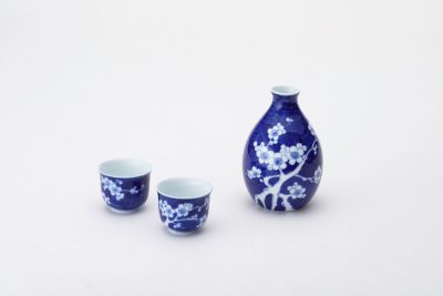 染付梅　二人具酒器揃