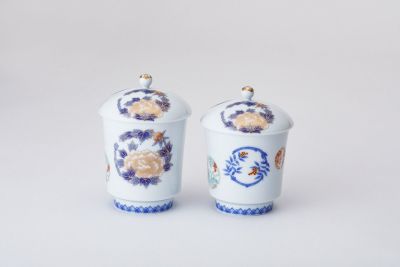 染錦花丸紋　組湯呑
