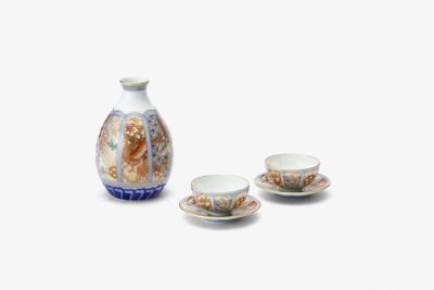 染錦金彩鳳凰　二人具酒器揃