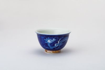 染付龍　谷型飯碗