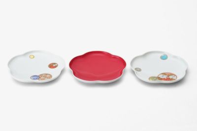 寿赤絵　トリプレット緋（ＡＫＥ）3枚組<br>径 14cm