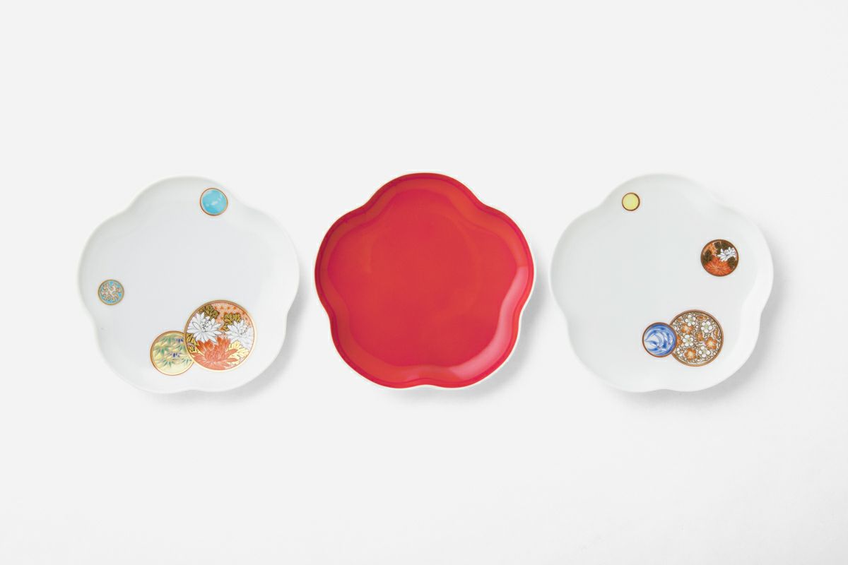 寿赤絵 トリプレット緋（AKE）3枚組径 14cm | 有田焼 深川製磁