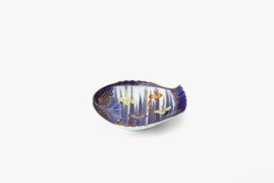 金彩あやめ　魚型皿（小）