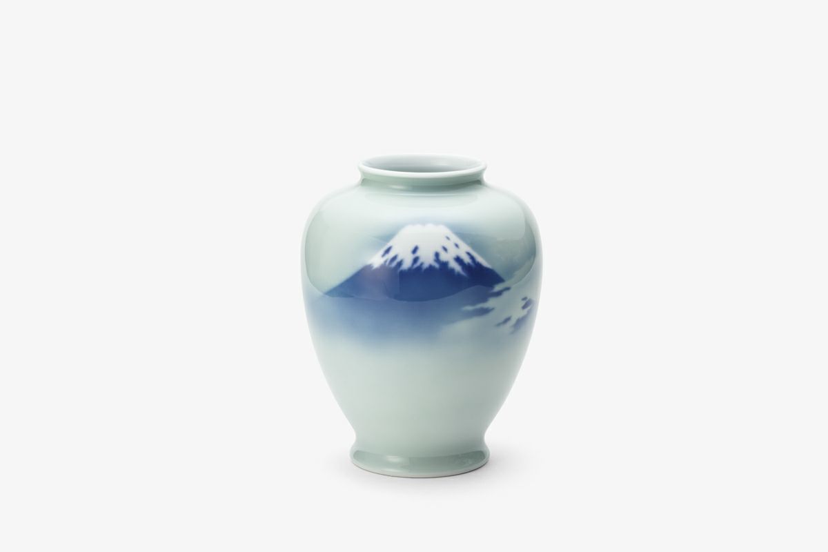有田焼 深川製磁 青磁富士 富士山 花生 花瓶 - 花瓶