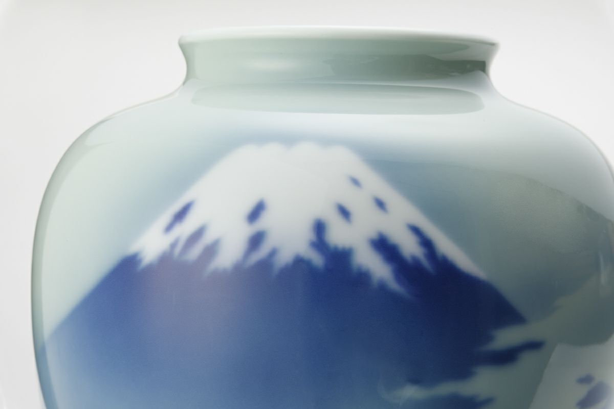 深川製磁【青磁富士】 富士山 花瓶 世界遺産 - 花瓶