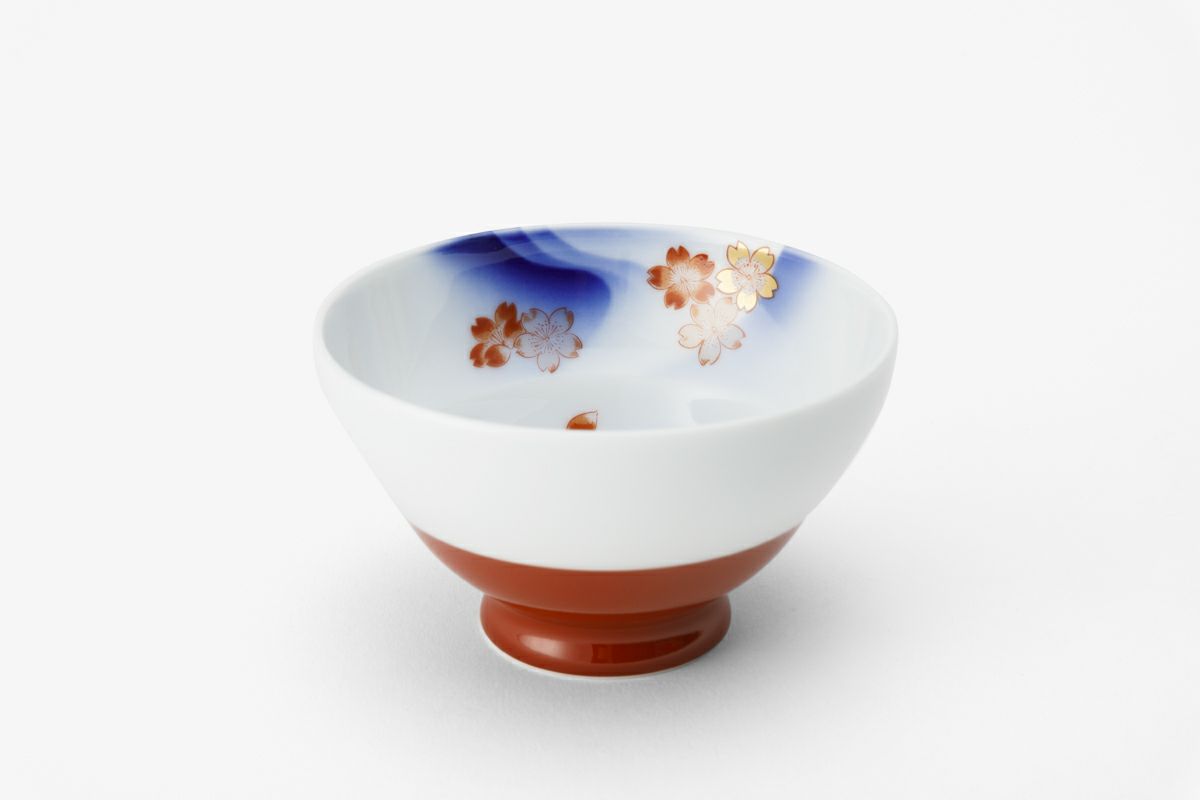 深川製磁　花は桜　瓢型仙茶碗揃