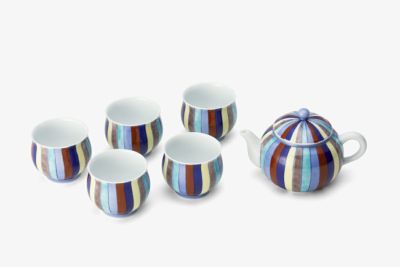 染錦割模様　手付玉露茶器