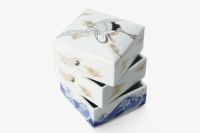 白金波鶴紋 三段重 | 有田焼 深川製磁｜公式オンラインストア