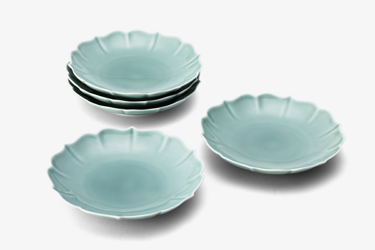 ☆右近作 なるし 青磁盛皿☆直径約25cm☆骨董焼き物食器陶器磁器共箱  