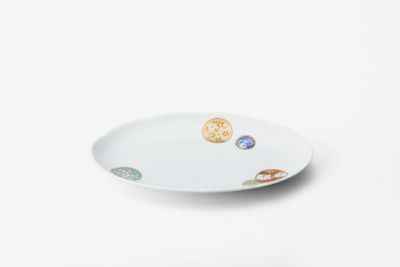 寿赤絵　花型トレイ