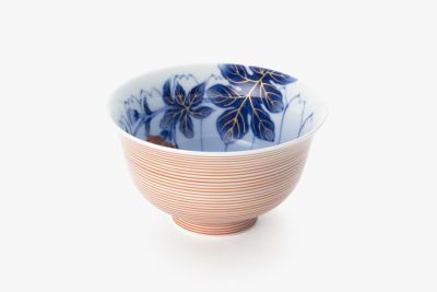 赤千段巻菊絵　春型飯碗