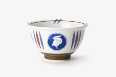 月見うさぎ　谷型飯碗
