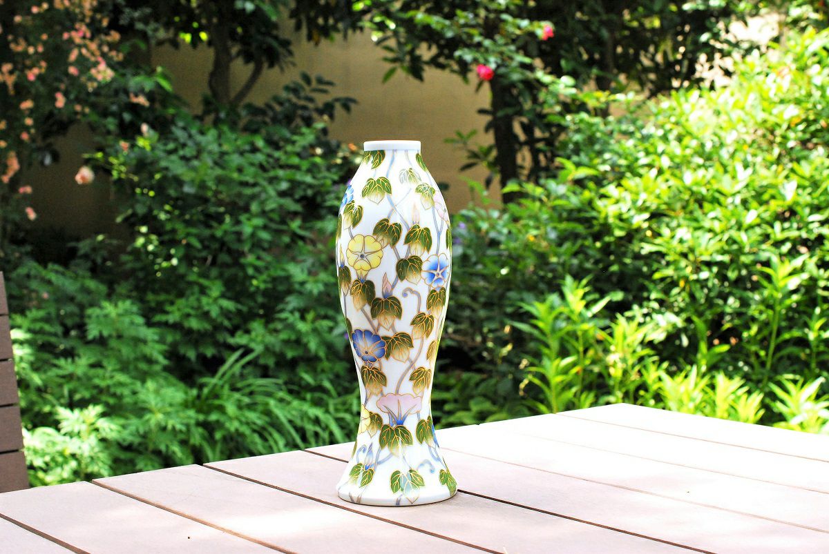 手書き 深川製磁 つる朝顔文 大蓋物 盛器 有田焼き 手書き 深川製磁