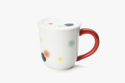 やわらぎ色　やわらぎ水玉　紅茶マグ赤(蓋付)