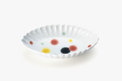 やわらぎ色　やわらぎ水玉　菊割皿