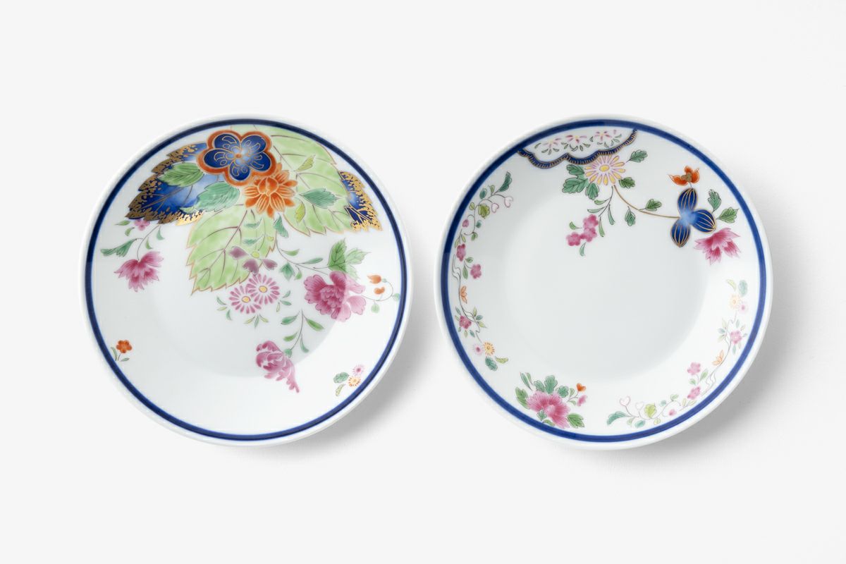 ♥特価　深川製磁　染錦絢草花絵七寸長角皿 ♥ 年末年始特価 深川製磁 染錦絢草花絵七寸長角
