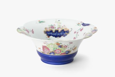 染錦絢爛草花絵　花型大鉢