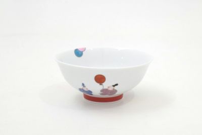 丸紋六歌仙（緋）　反３．６飯碗