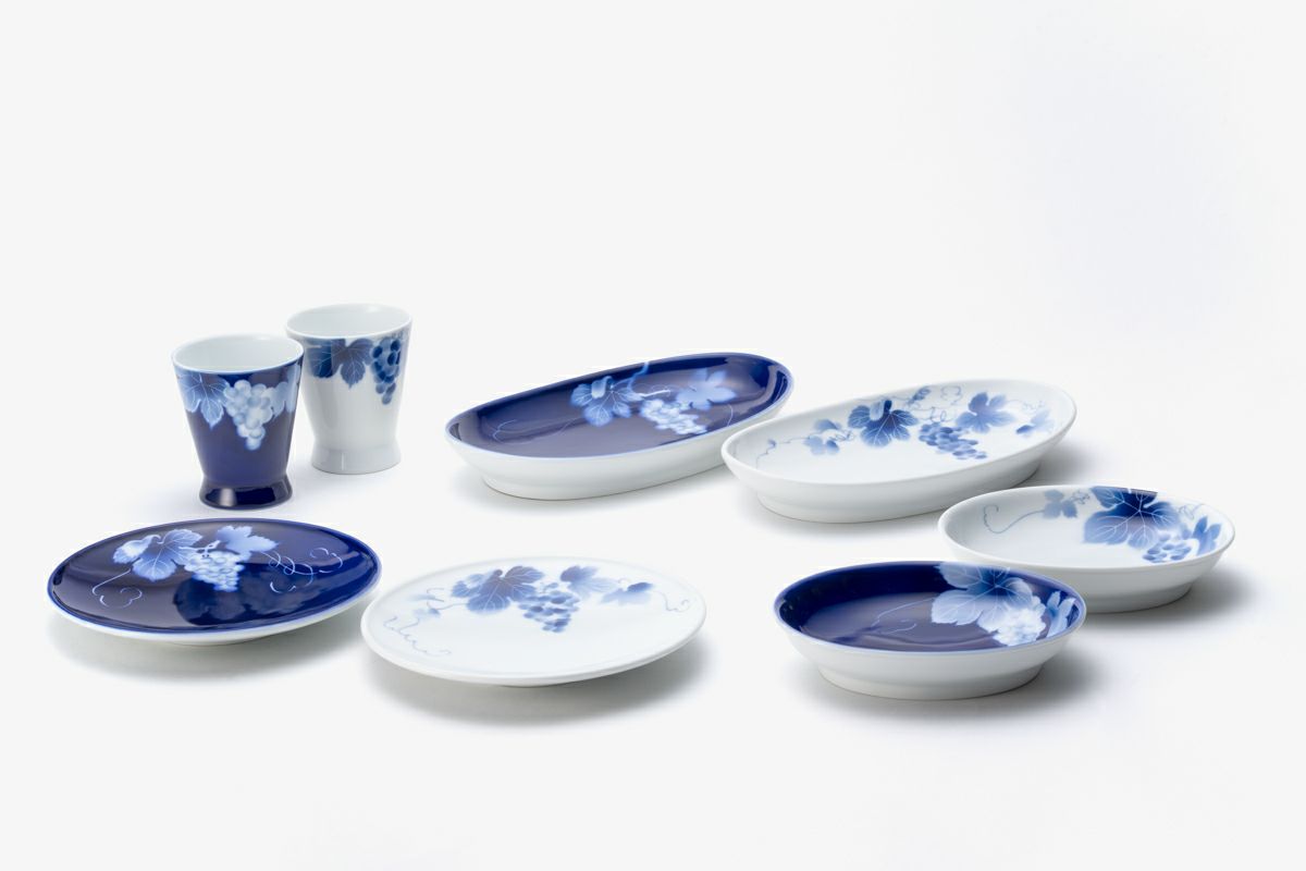 BW＆BWB ブルーワイナリーブルー ペアK型ゴブレット | 有田焼 深川製磁