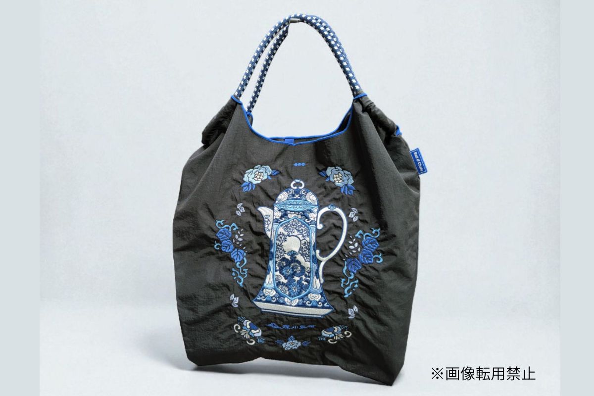 Ball＆Chain×深川製磁BCポット柄BLACK（M）エコバッグ | 有田焼 深川製